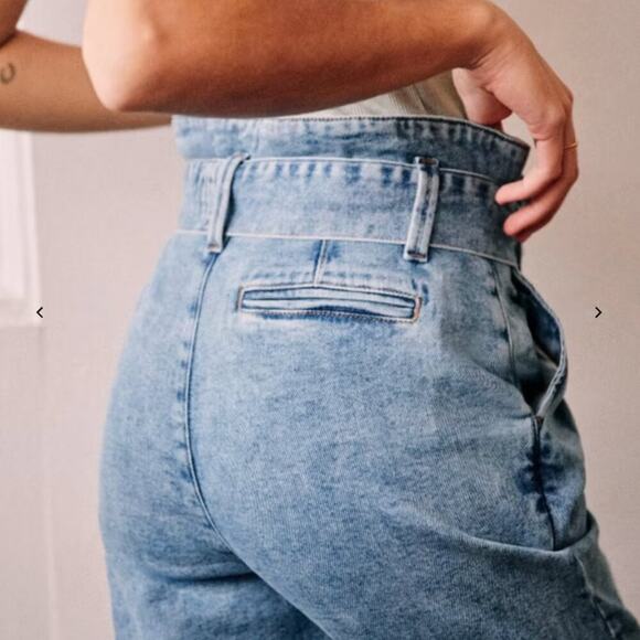 SEZANE Austin Jeans, paperbag waist, US 2/FR 34, bleached denim, EUC - Picture 8 of 10